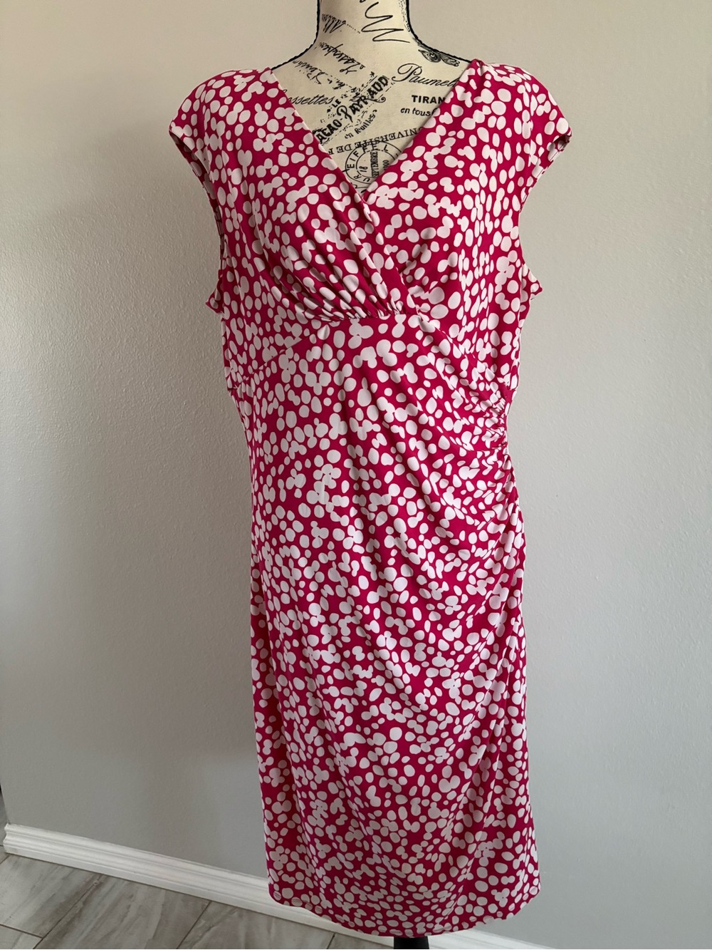 American Living Pink and White Polka Dot Dress